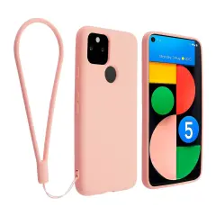 Insten Liquid Silicone Case For Google Pixel 5 (2020) Soft Microfiber Lined Full Body Protective Slim Cover, Pink