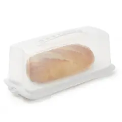 Plastic Bread Keeper Box, Storage Container for Kitchen (14.5 x 5.75 x 6.25 In) White