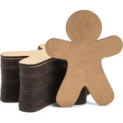 Bright Creations 24 Pack Wooden Gingerbread Men for Crafts, Wood DIY Christmas Ornaments, Festive and Fun Gingerbread Men Decorating Kit for Xmas Celebrations and Gatherings (3.5 x 4.5 In) Brown