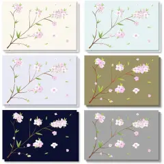 Best Paper Greetings 120 Pack Cherry Blossom Note Cards with Envelopes - Thank You, Wedding, Business, Birthday, All Occasion Spring Card (6 Floral Designs, 4x6 In) - Blank Note Cards and Envelopes Multicolor
