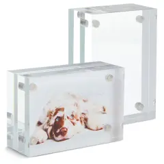 2 Pack Acrylic Plastic Picture Frames 2x3, Mini Wallet Size for Photos, Tabletop, Desktop Clear