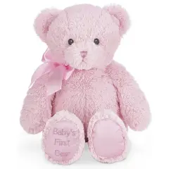 Bearington Baby's First Teddy Bear Plush, Pink, 12 Inch Stuffed Animal for Girls, For Ages 0-14