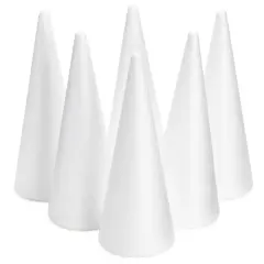 6 Pack Foam Cones for Crafts, DIY Art Projects, Handmade Gnomes, Trees, Holiday Decorations (3.8 x 9.5 in)
