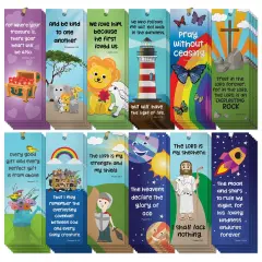 72 Pack Christian Bookmarks Bulk, Religious Scripture, 12 Bible Verse Quotes for Kids (6 x 2 x 0.1 In) Multicolor