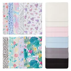 10 Pack Soft Eye Glasses Pouch with 10 Cleaning Cloths, Faux Leather Eyewear and Sunglasses Cases, 10 Designs (4 x 7 In) Multicolor