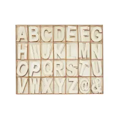 Unfinished Wooden Letters, Symbols, Storage Tray, 3 Inch Alphabet (112 Pieces) Brown