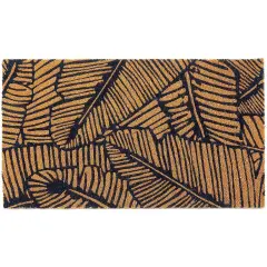 Natural Coir Welcome Door Mat, Bohemian Style Decor (Brown, Black 17 x 30 in)