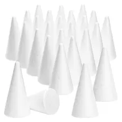24 Pack Foam Cones for Crafts, DIY Art Projects, Handmade Gnomes, Trees, Holiday Decorations (2 x 4 In, White)