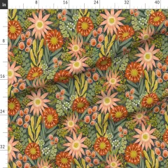 Various Fabrics by the Yard or Fat Quarter Boho Botanical Floral Bohemian Farmhouse Rustic Hand Drawn Warm Tone Folk Art Lines Dots Country Primitive Prairie Garden Faux Texture Custom Printed Fabric by Spoonflower