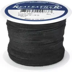 Realeather Suede Lace, 1/8" x 25 yd, Multicolors Available Black