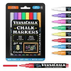 VersaChalk Neon Liquid Chalk Markers, Set of 8 - 3mm Tip