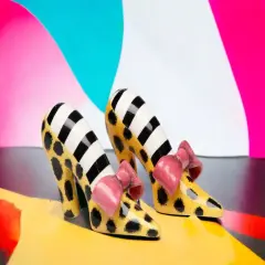 Ceramic Leopard Print Heels With Pink Bow Salt and Pepper Shakers, Home D&eacute;cor, Gift for Her, Gift for Mom, Kitchen D&eacute;cor