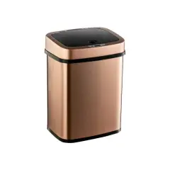 3.2 Gallon Stainless Steel Touchless Trash Can with Motion Sensor and Fingerprint Resistant Copper-Gold-Finish