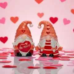 Ceramic Valentine Red Gnome Salt and Pepper Shakers, Fairy Garden Decor, Kitchen Decor, Valentines Decor, Gnome Collector Gift