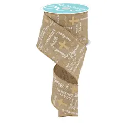 2.5" Words of Comfort Ribbon: Lt Beige (10 Yards)