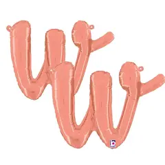 Betallic&reg; 14 inch Script Letter W Rose Gold Air Fill Only