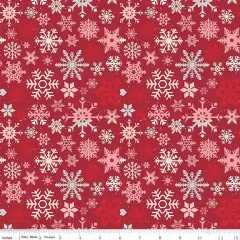 Snowflakes in Barn Red (c16402-barnred) | Mistletoe & Holly | Beverly McCullough | Riley Blake