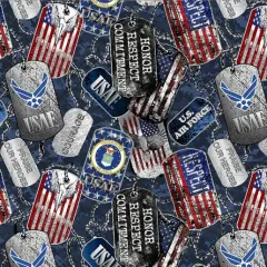 Sykel Enterprises Military Air Force Dog Tags Cotton Fabric by the Yard