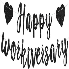Black Glitter Happy Workiversary Banner - NO DIY