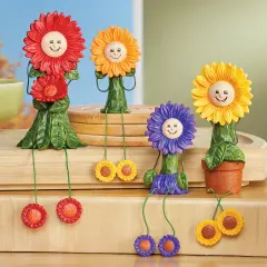 Collections Etc Hand-Painted Adorable Mum Sitters - Set of 4