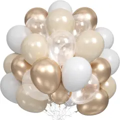 60PCS Metallic Champagne Gold Cream White Clear Balloon