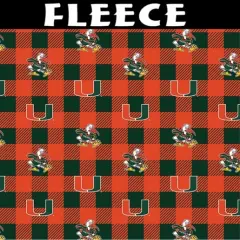 Licensed NCAA University of Miami Buffalo Plaid Fleece MIA-1190 Fabric by the Yard