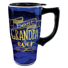 Collections Etc Best Grandpa 18 oz. Ceramic Travel Mug with Locking Lid