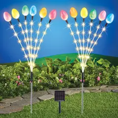 Collections Etc Solar Powered Colorful Easter Egg Garden Stakes - Set of 2