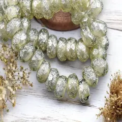 *25* 5x8mm Smoky Gray Mercury Faceted Large Hole Rondelle Roller Beads