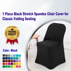 1 Piece Black Stretch Spandex Chair Cover for Classic Folding Seating