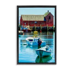 Stupell Industries Tranquil Boat Harbor Floater Framed Canvas Wall Art Design by Graffi*tee Studios