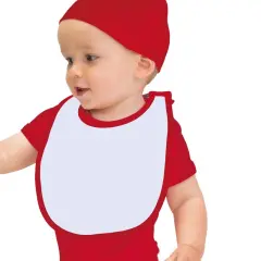 Rabbit Skins&reg; Infant Soft Contrast Trim Jersey Bib White/ red