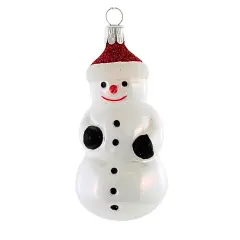 Golden Bell Collection 3.5 Inch Carrot Nose Snowman Christmas Tree Ornament , Christmas Decor Ornament Czech Christmas Frosty White