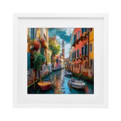 Stupell Industries Venetian Summer Canal Framed Print Under Glass, design by LSR Creative Studio