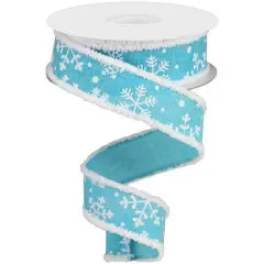 1.5" Snowflake Drift Edge Ribbon: Light Blue (10 Yards)