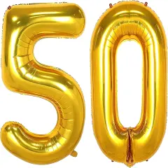 50 Foil Mylar Balloons for 50th Birthday Party(K1-gold50)
