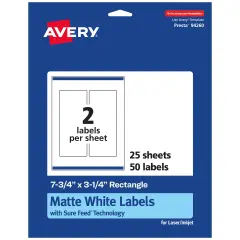 Avery Matte White Rectangle Labels, 7.75" x 3.25"