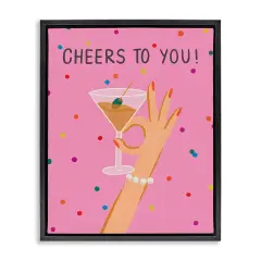 Stupell Industries Cheers To You Martini Floater Framed Canvas Wall Art Design by Deborah Curiel