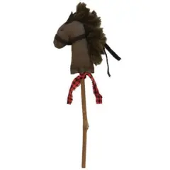 Fabric Hobby Horse Pick with Mane and Plaid Scarf for Winter Decor
