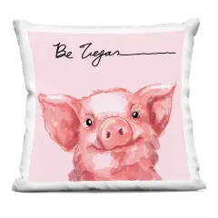 Stupell Industries Be Vegan Cute Pig Decorative Printed Pillow design by Stella Chang, 18 x 7 x 18