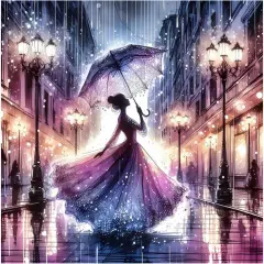 Diamond Painting Kits for Adults, Woman in Rain Diamond Art Kits for Beginners, 5D DIY Round Full Drill Diamond Dot Gem Art Craft for Home Decor Gift 12x12inch/30x30cm