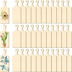 36 Pcs Wooden Mini Cutting Board with Handle