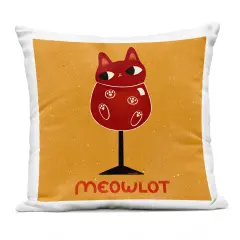 Stupell Industries Meowlot Cat Merlot Outdoor Printed Pillow design by Carrie Cantwell, 18 x 7 x 18