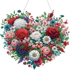 Diamond Painting Kit for Adult,Special Shaped Rhinestone,Acrylic Diamond Art Painting Window Pendants Home Garden Wall Hanging Kits Hanging Ornament,Double Sided (Flower)