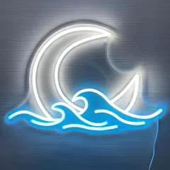 Summer Moonrise Neon Sign &ndash; Sunset Wave & Moon Over Sea LED Light for Beachy Room D&eacute;cor, Summer Vibes