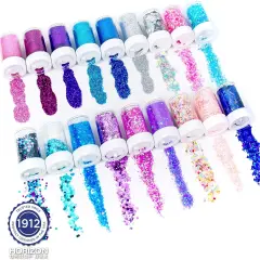 Glitter Shakers, 18-Pack, Assorted Glitter & Confetti, Fine Glitter, Chunky Glitter, Great for Resin Projects, Group Arts & Crafts, DIY Projects, Back to School Supplies & Art Class