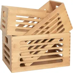 3PCS Natural Wooden Boxes Crates for Storage
