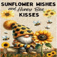 Gnome Diamond Painting Kits for Adults, Gnome Sunflower Bee Diamond Art Kits for Adults Beginners, 5D DIY Full Drill Round Gem Art Craft Painting for Home Wall Decor 12 x 16 Inch