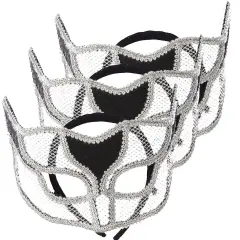 Elegant Silver Netted Masquerade Mask
