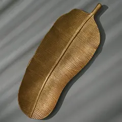 Golden Leaf Decorative Tray &ndash; Modern Aluminum Tabletop Accent, 19.5"